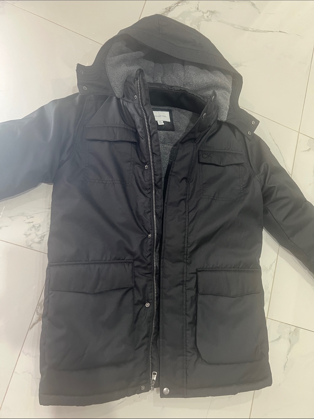 Calvin Klein Black Kids Hooded Puffer Coat